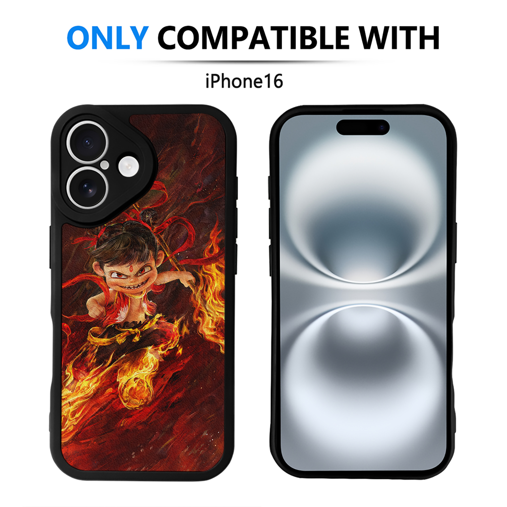 （画像用） Ne Zha 2 ナタ 魔童の大暴れ 【iPhone 16シリーズ対応】シリコンスマホケース（レザー調） 材質：シリコン